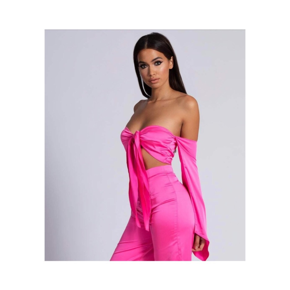 Meshki Eliana Satin Knot Top Pink
